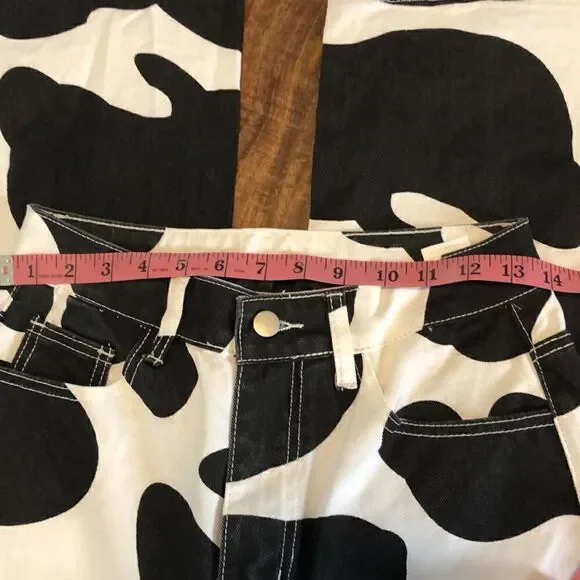 WDIRARA high waist wide leg jeans cow print size small - Picture 5 of 8